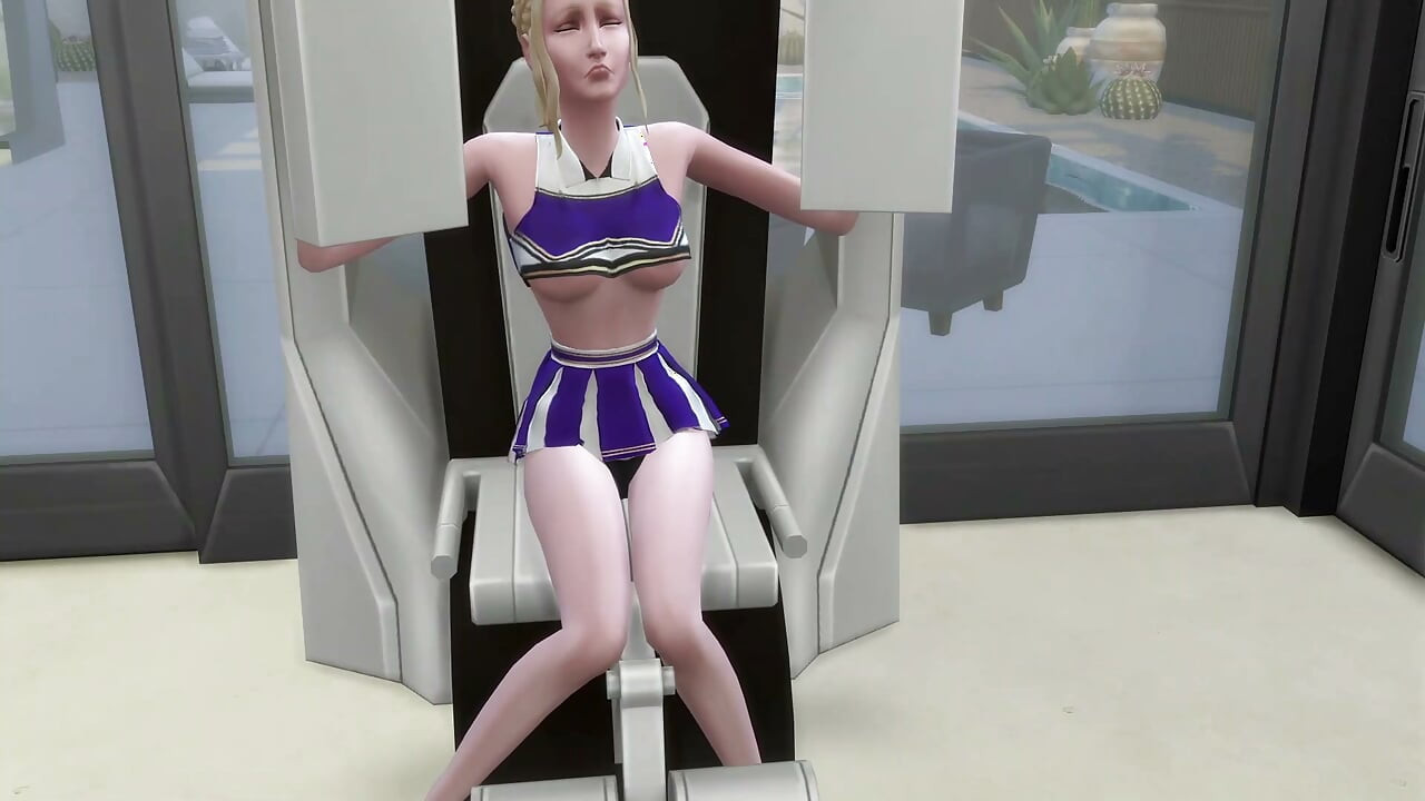 Yliopistotyttö liittyy joukkueeseen ja valmentaja nussii häntä kuntosalilla. The Sims