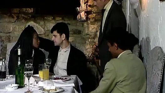 DP interracial fuck fest in a classy restauran with gorgeous German babes