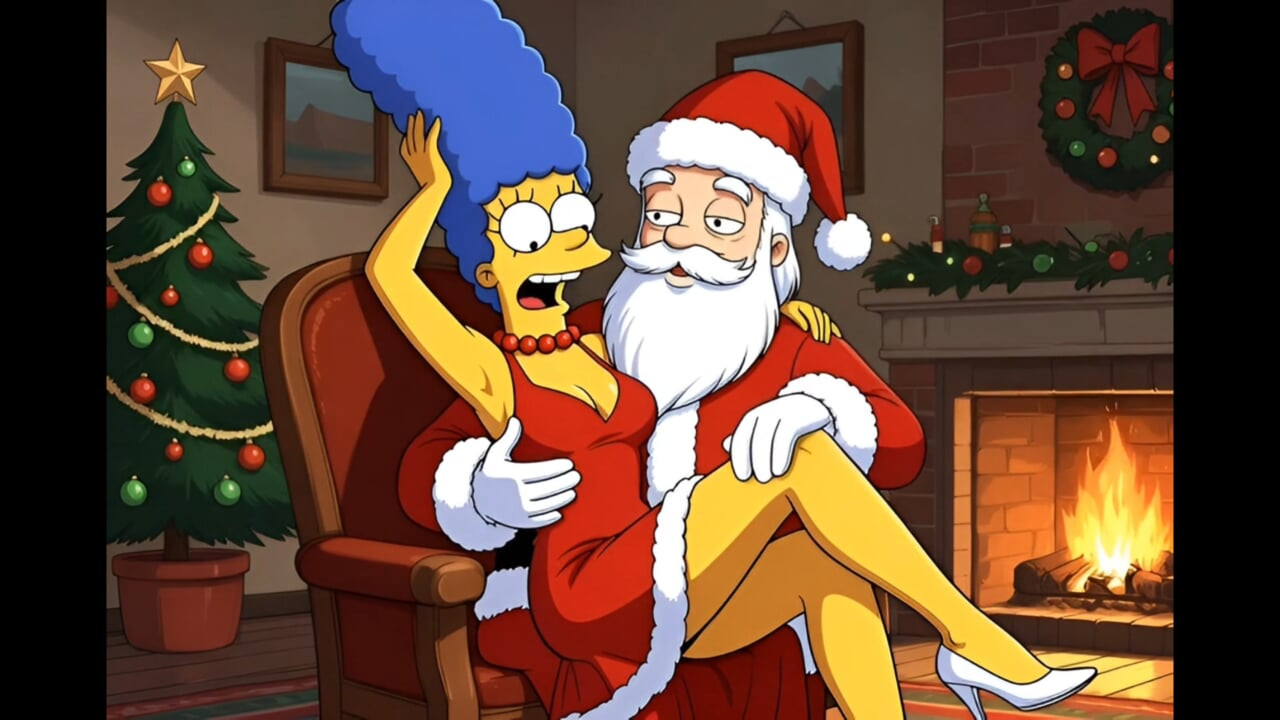 Santa Claus Fucks Married Housewife Marge Simpson on Christmas Day