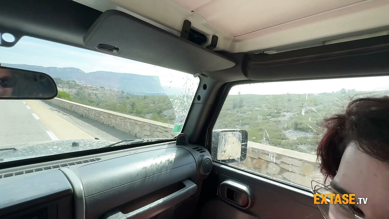 Huge bombed french slut Mizaki gets a very naughty car ride