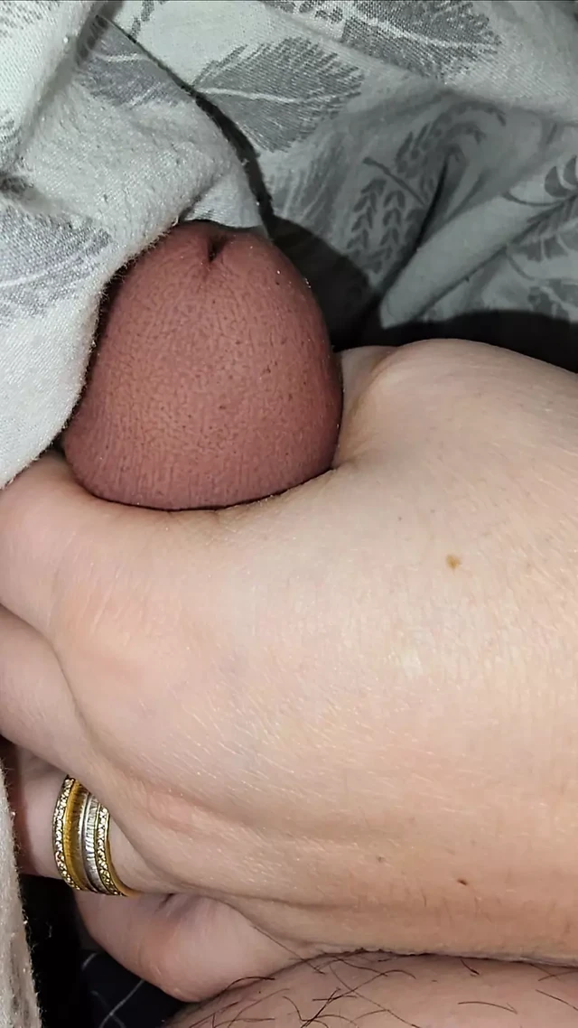 Step mom grabs step son big dick in erection for handjob