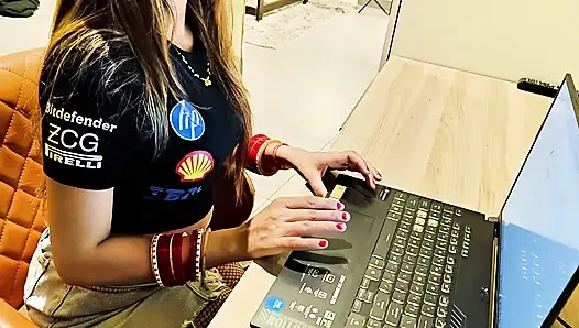 Boss and Secretary. I Got Promotion After Just I Came From My Marriage in My Boss's Cabin.