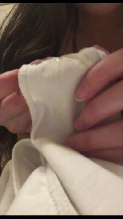 Brunette in pantyhose undresses and shows very dirty panties | Clip 2