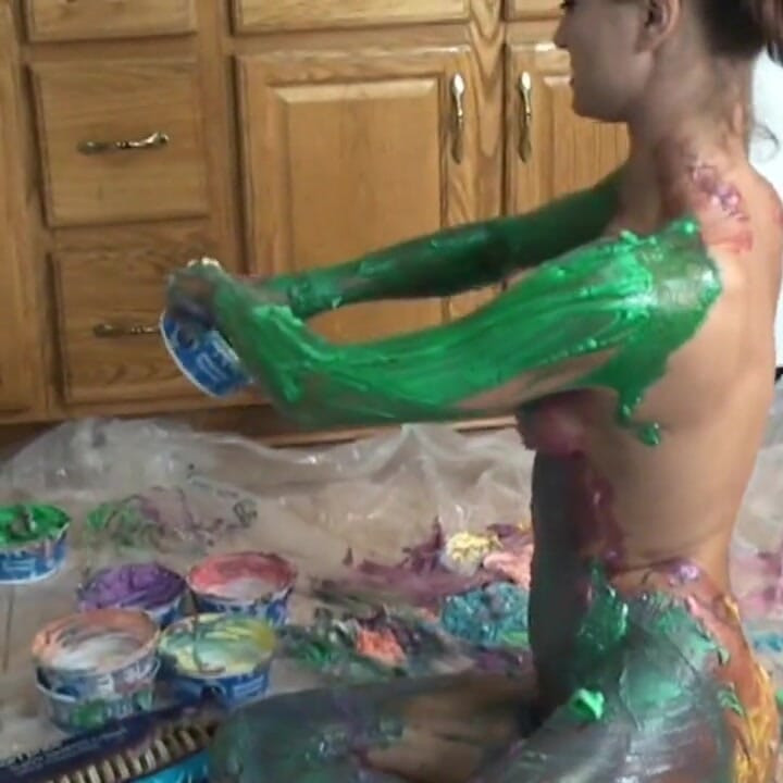 Autumn Bodell plays in colorful cream