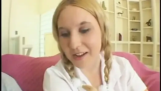 Guy fucks cute teen in white stockings up her big ass