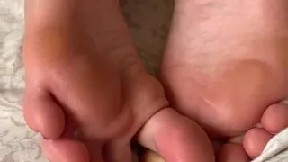 Playing with perfect soles before I cover them in cum