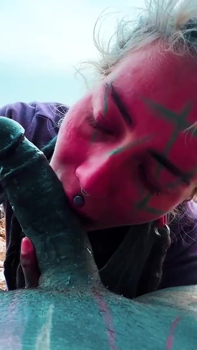 Outdoor BJ and Facial Slut Takes a Load in Public | Clip 1