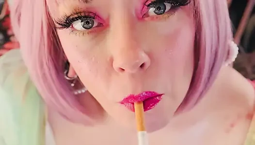 A Pretty Princess, Tina Snua , Chainsmokes 2 Cork Cigarettes - Dangling Snap Inhales Drifting Smoke