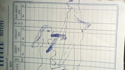 Artsy drawing made with the help of a pencil while having sex