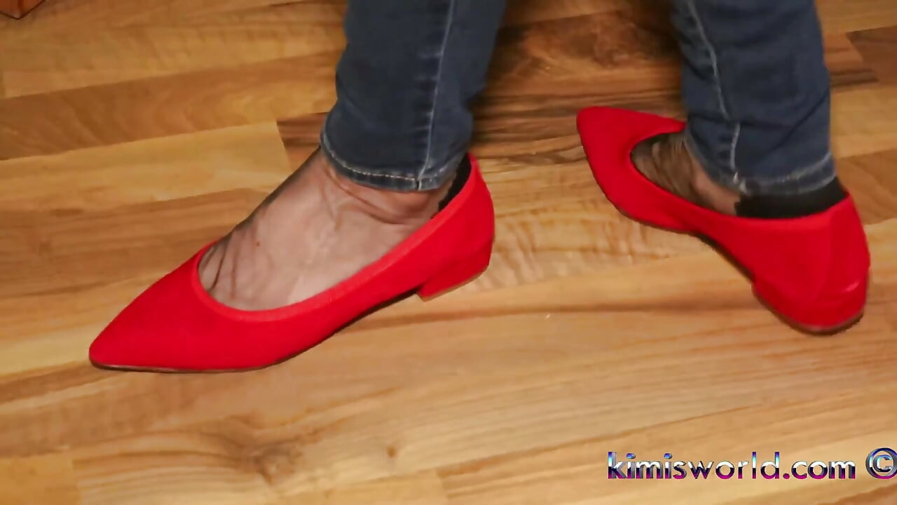 Golden Mules & Black Nylons - Sensual Shoe Removal