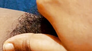 Hot sexy lonely maid fingering pussy by watching houseowner fucking video in kitchen