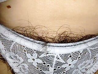 my wife very hairy in transparent white lingerie