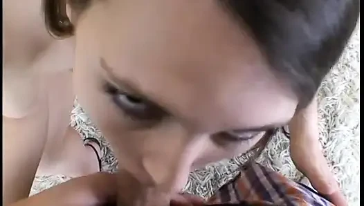 Horny stud in pleasure as he enjoys a bj from sexy ass babe