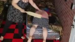 Wife hard spanking her husband