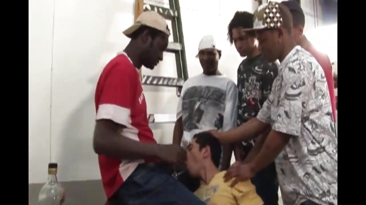 White guy gangbanged by black guys