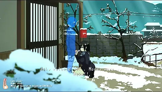Hentai game - schätzchen mit massiven titten, grober sex bei kaltem wetter