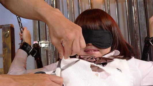 Tied up Asian schoolgirl has her squirting bush viciously to