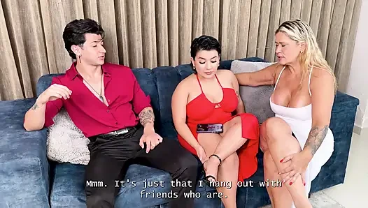 My Girlfriend Invites a MILF Friend Over so We Can Have a Threesome - Two Hot Latinas Fucking a Big Cock