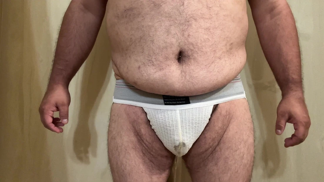 Classic White Jockstrap Piss