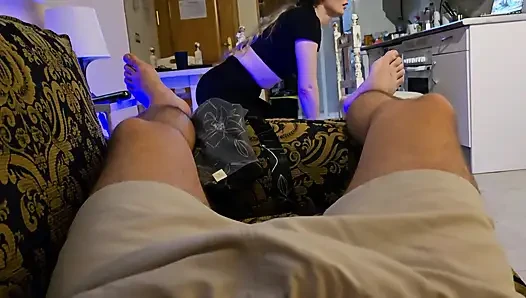 My stepmom trains and catches me masturbating! He gives me a good blowjob and I've cummed in his mouth