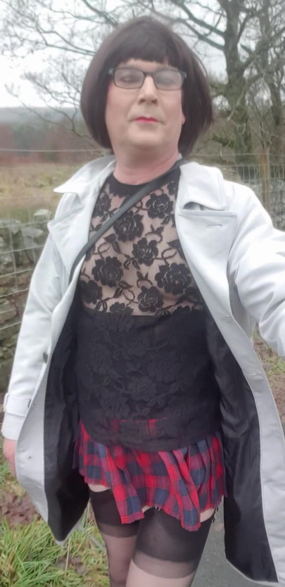 Memorable moment from "Crossdresser takes a walk on a windy lane"