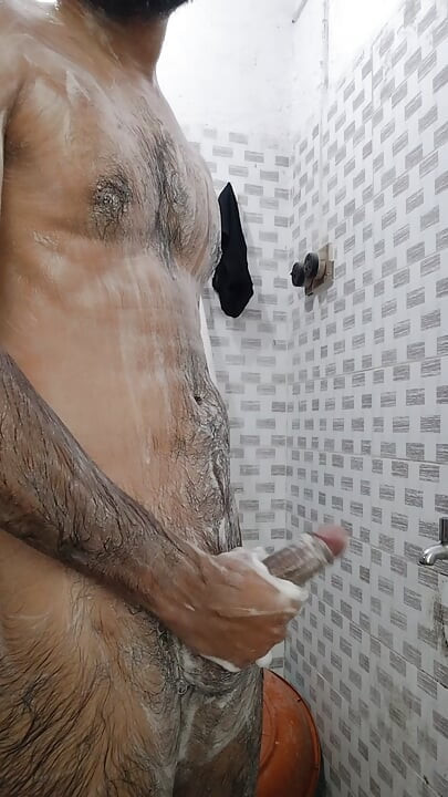 Hot big dick mastrubating in washroom