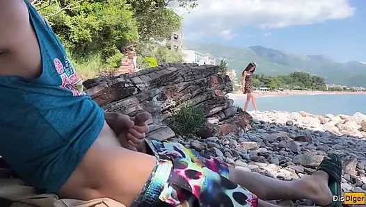 Dick Flashing on the Beach - Girl Saw My Cock and Helped Me Cum