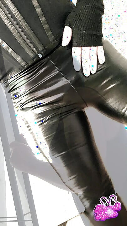 Super Sexy Sissy Slut Kandi swings her cock in her Black latex and boots PMV