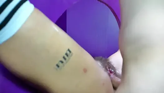 Gangbang and Chain Fucking for This Hairy-pussy Slut
