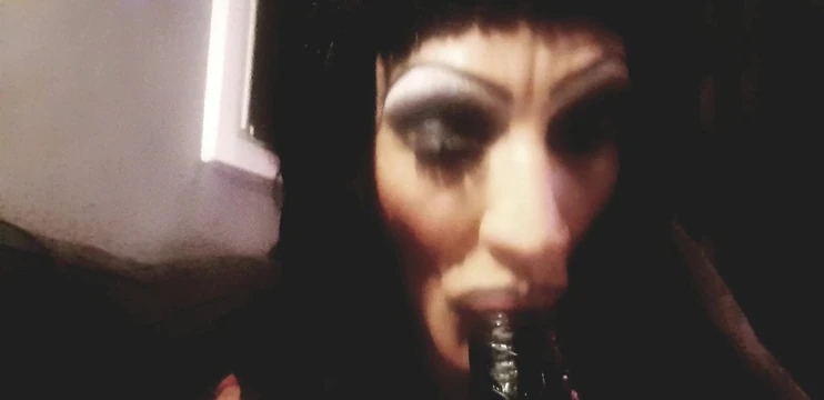 sucking black dildo