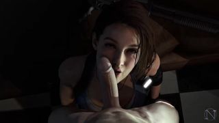 Jill Valentine - gorge profonde et avale une bite de parapluie