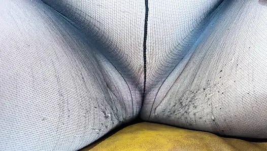 Mrs Mature Feet wearing her oldest work tights