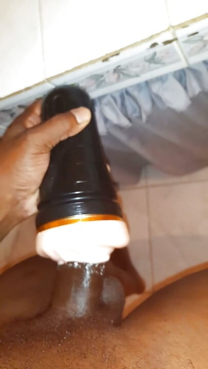 Black cock jerking off with flesh light pt5