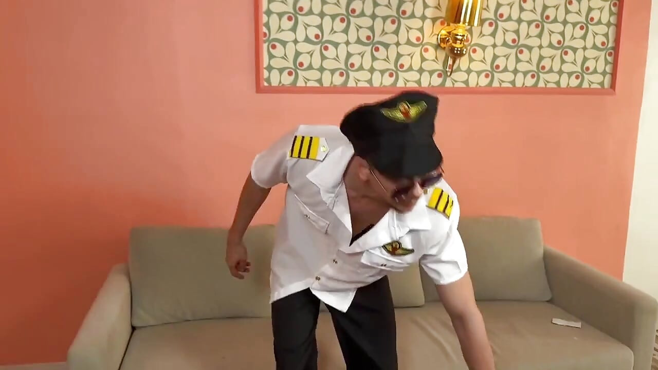 Beautiful Big-assed Flight Attendant Fucks the Pilot After a Long Flight