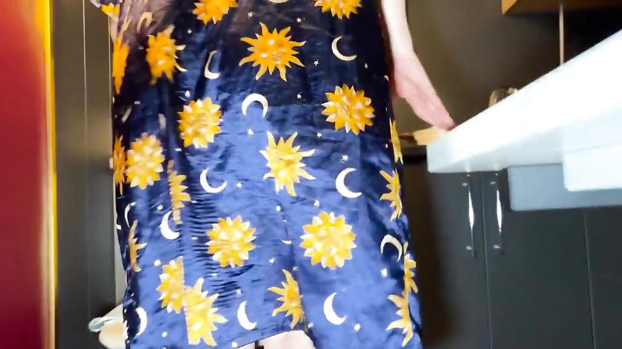 Kitchen Dry Hump Stepsister Ends with Cum on Shorts
