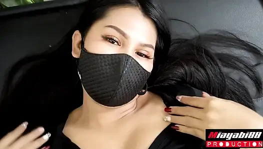 Creampie fick sexy thailändische asiatische schwarze maske leckt ihre muschi und fickt sie dann hart