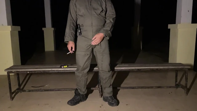 After work is done decide to jerk off in my mechanic jumpsuit and shoot a creamy load - wet with precum lube
