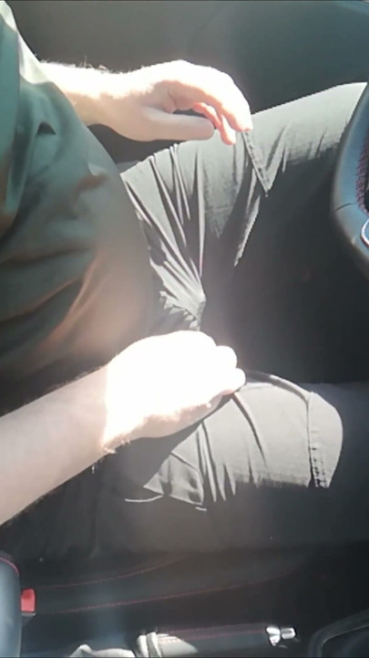Small Penis in Cage While Driving in Pantyhose
