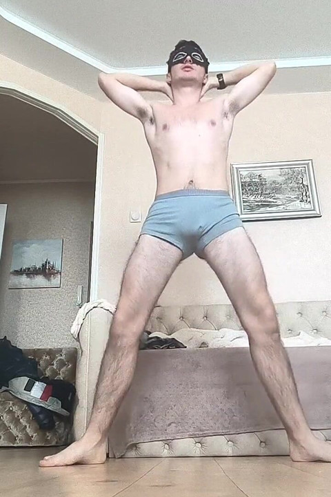 Teen Boy Do Naked Exercises and Squats
