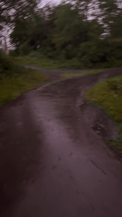 Left clothes in car for a barefoot naked walk in the rain down a lane never walked even clothed