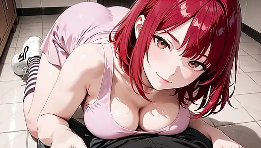 Horny Redhead in Pink Tank Top & Striped Knee Socks Gets Messy Facial and Dripping Creampie – Sloppy Blowjob to Overflowing Cum!