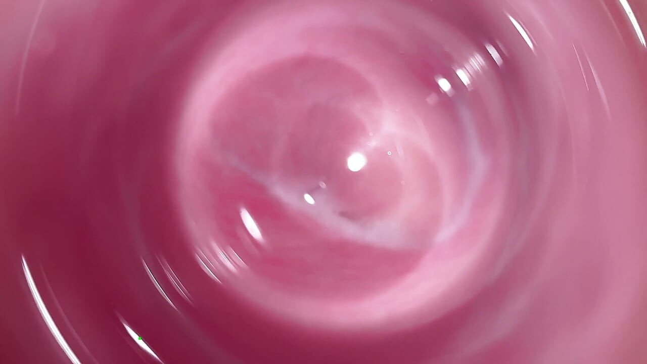 Camera deep inside Mia's teen creamy pussy