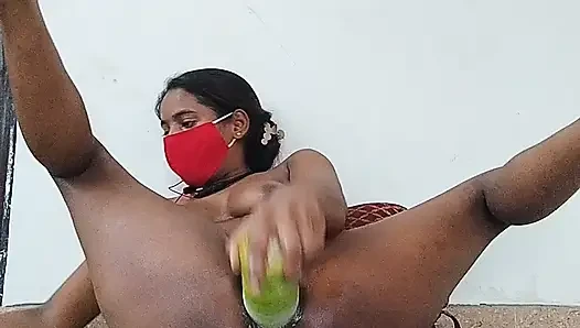 Desi hot girl take a big lauki dildo in choot deeply and mastrubation harder