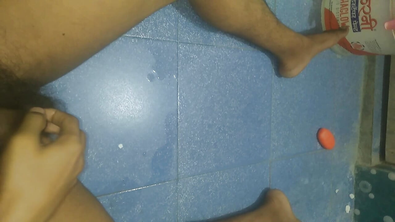 Young desi boy naked in bathroom jerking his dick