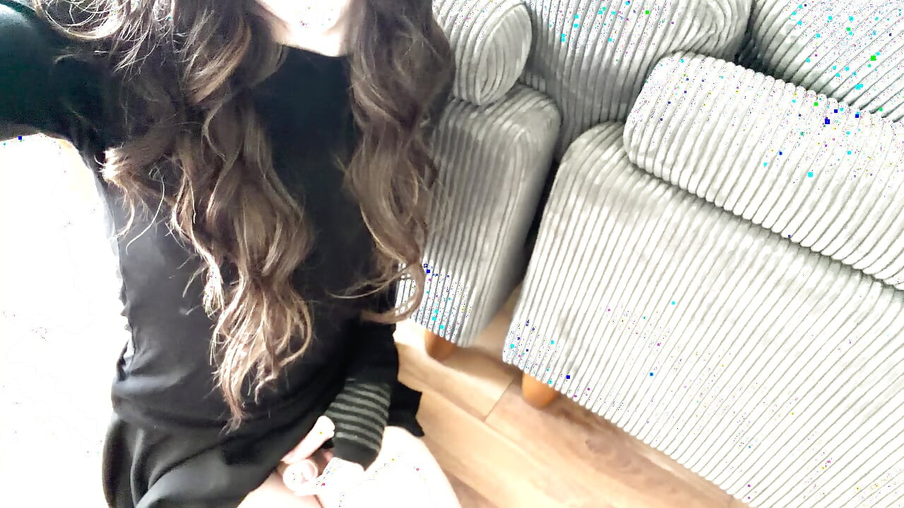 Cute trans girl cums from footjob and jerking off