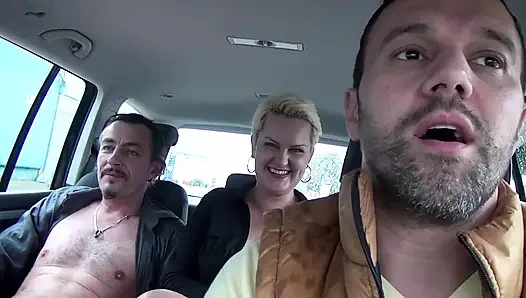 Sexy chubby blonde picked up and anally fucked outdoor