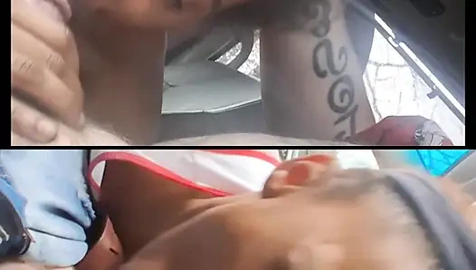 Double ebony blowjob