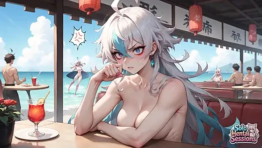 Sunlit Sip & Secret Thoughts: Solo Elf's Café Intimacy