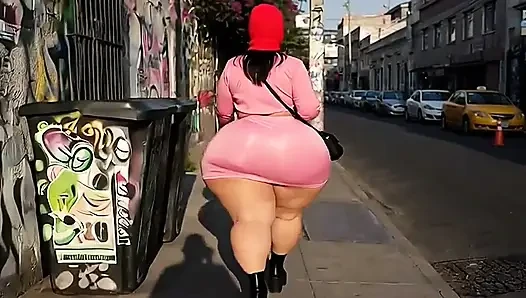 Big Ass Latina Walking on the Street Recorded from Behind