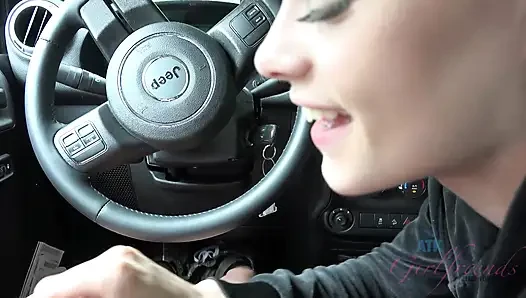 POV elsa jean auto blowjob & handjob! Blondine lutscht, reitet hart und wichst dann massives abspritzen